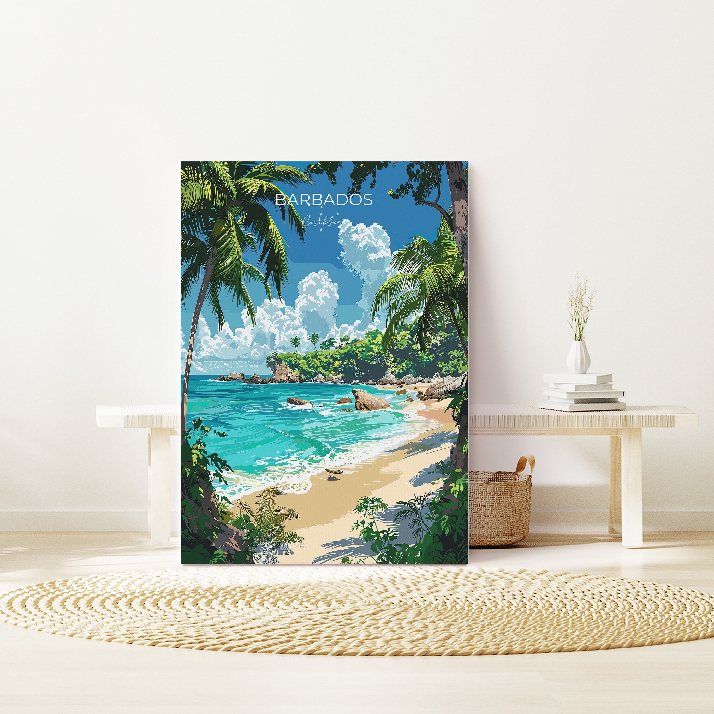Barbados Travel Poster, Travel Print of Barbados, Caribbean, Barbados Art Lovers Gift, Caribbean Gift, Wall Art Print NQ Media Designs