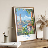 Verona Travel Poster Wall Art, Travel Print of Verona, Verona Art Lovers Gift, Italy, Italian Art Gift NQ Media Designs