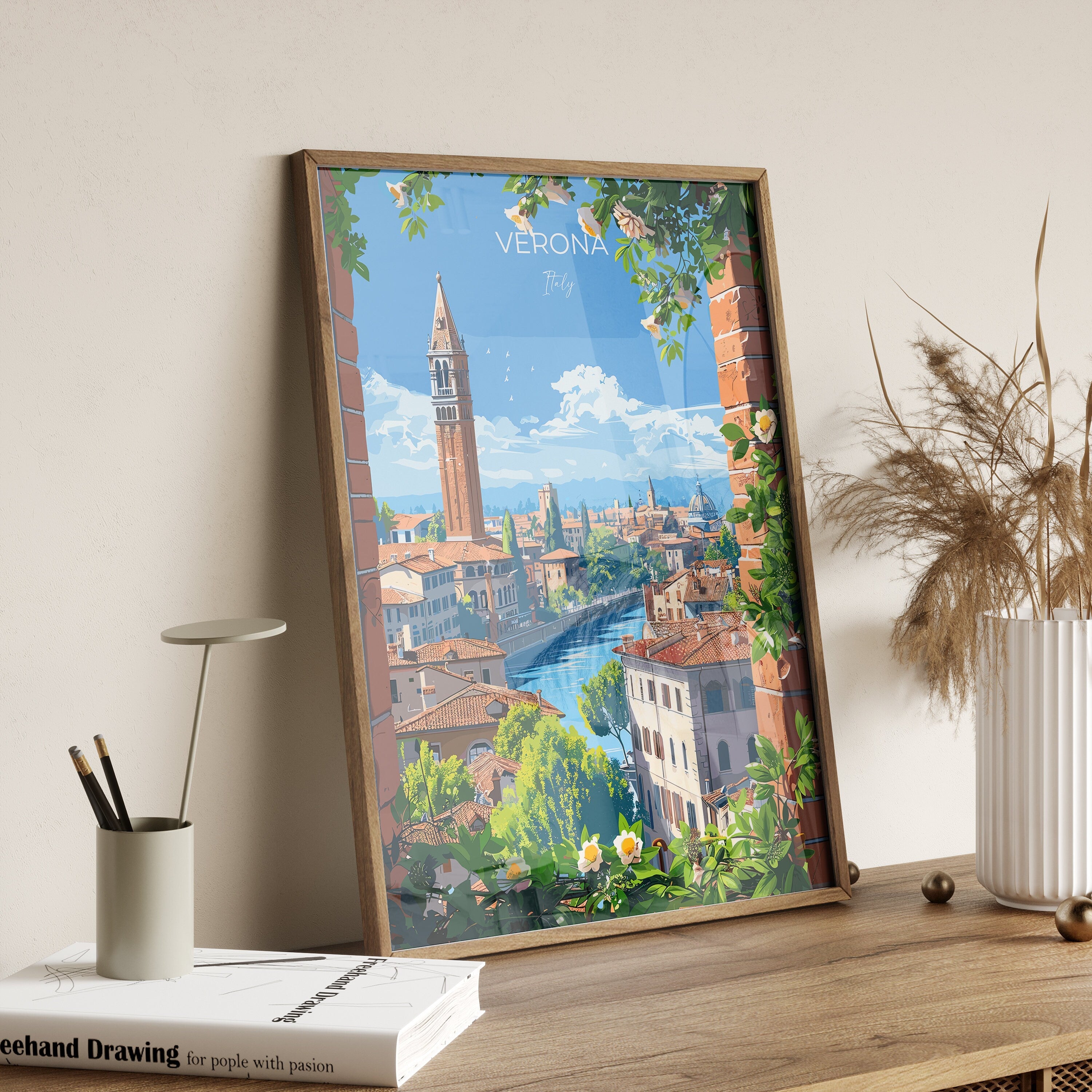 Verona Travel Poster Wall Art, Travel Poster of Verona, Verona Art Lovers Gift, Italy, Italian Art Gift NQ Media Designs