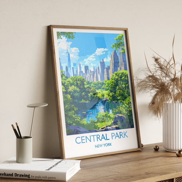 Central Park New York Travel Print Wall Art, Travel Poster of Central Park, New York , New York Art Lovers Gift, USA Art Gift