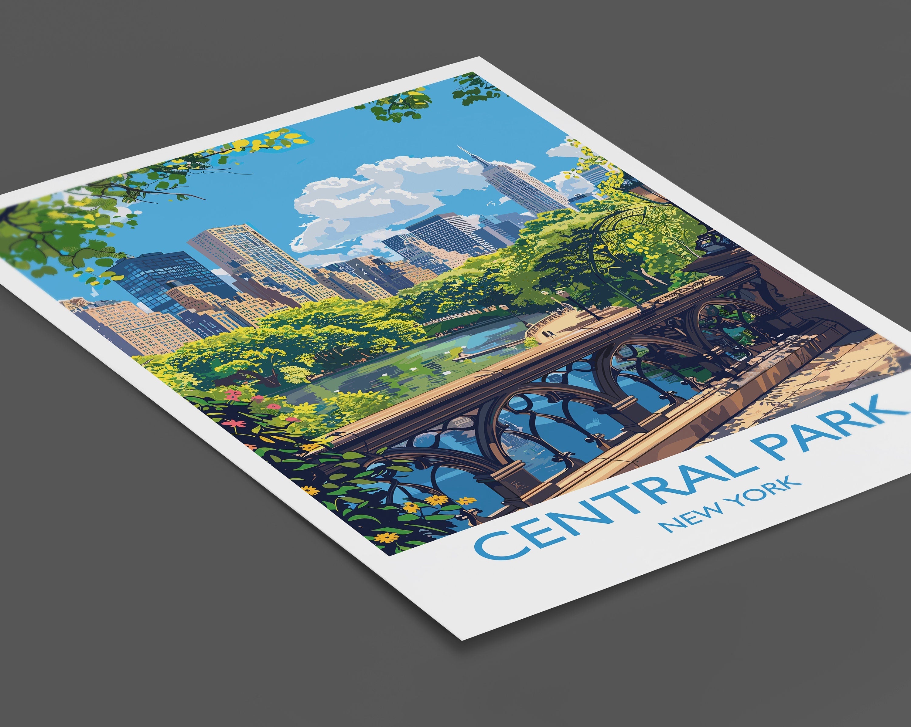 Central Park New York Travel Print Wall Art, Travel Poster of Central Park, New York , New York Art Lovers Gift, USA Art Gift NQ Media Designs