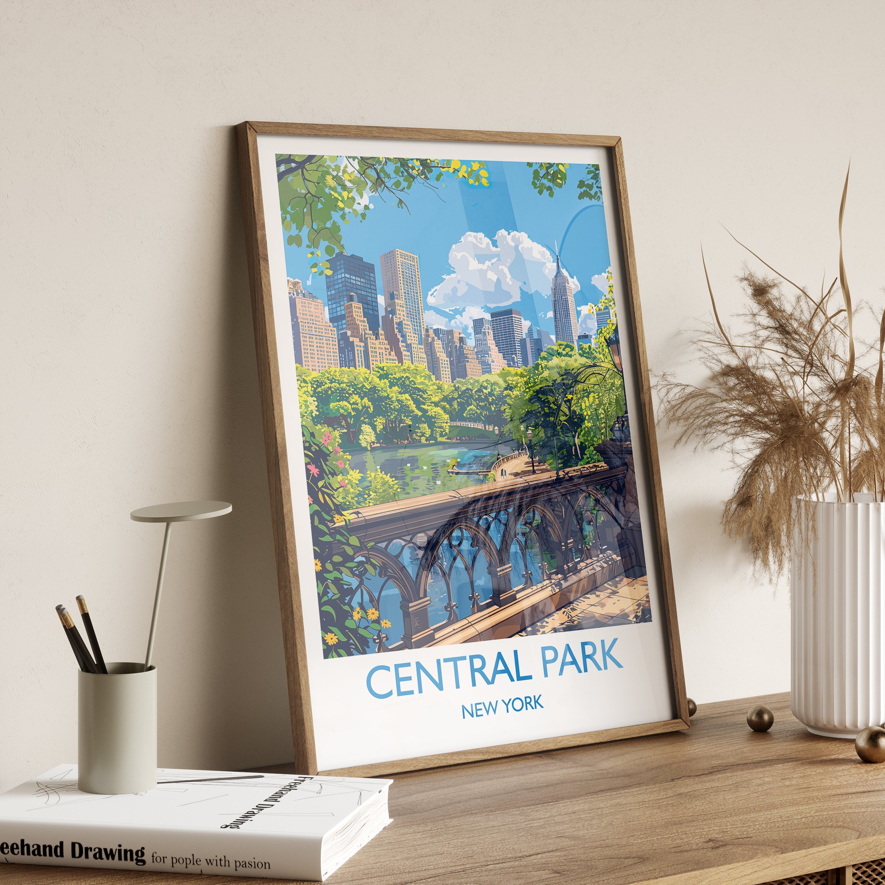 Central Park New York Travel Print Wall Art, Travel Poster of Central Park, New York , New York Art Lovers Gift, USA Art Gift NQ Media Designs