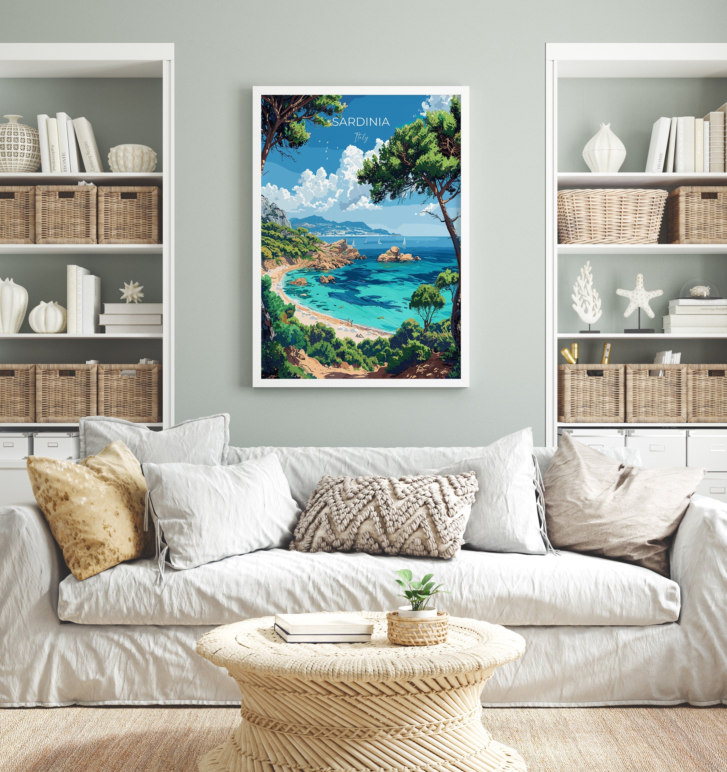 Sardinia Travel Print Wall Art, Travel Poster of Sardinia, Sardinia Art Lovers Gift, Italy, Italian Art Gift NQ Media Designs