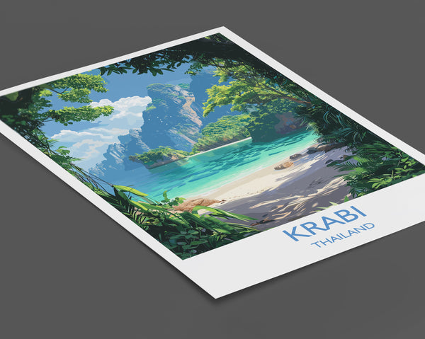 Krabi Travel Print, Travel Poster of Krabi, Thailand, Krabi Art Lovers Gift, Wall Art Print