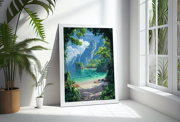 Krabi Travel Poster Wall Art, Travel Print of Krabi, Thailand, Krabi Art Lovers Gift, Birthday Gift Print