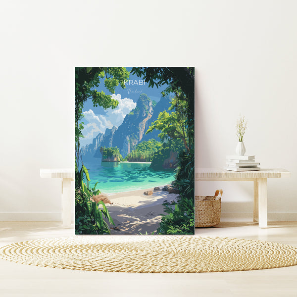Krabi Travel Poster Wall Art, Travel Print of Krabi, Thailand, Krabi Art Lovers Gift, Birthday Gift Print