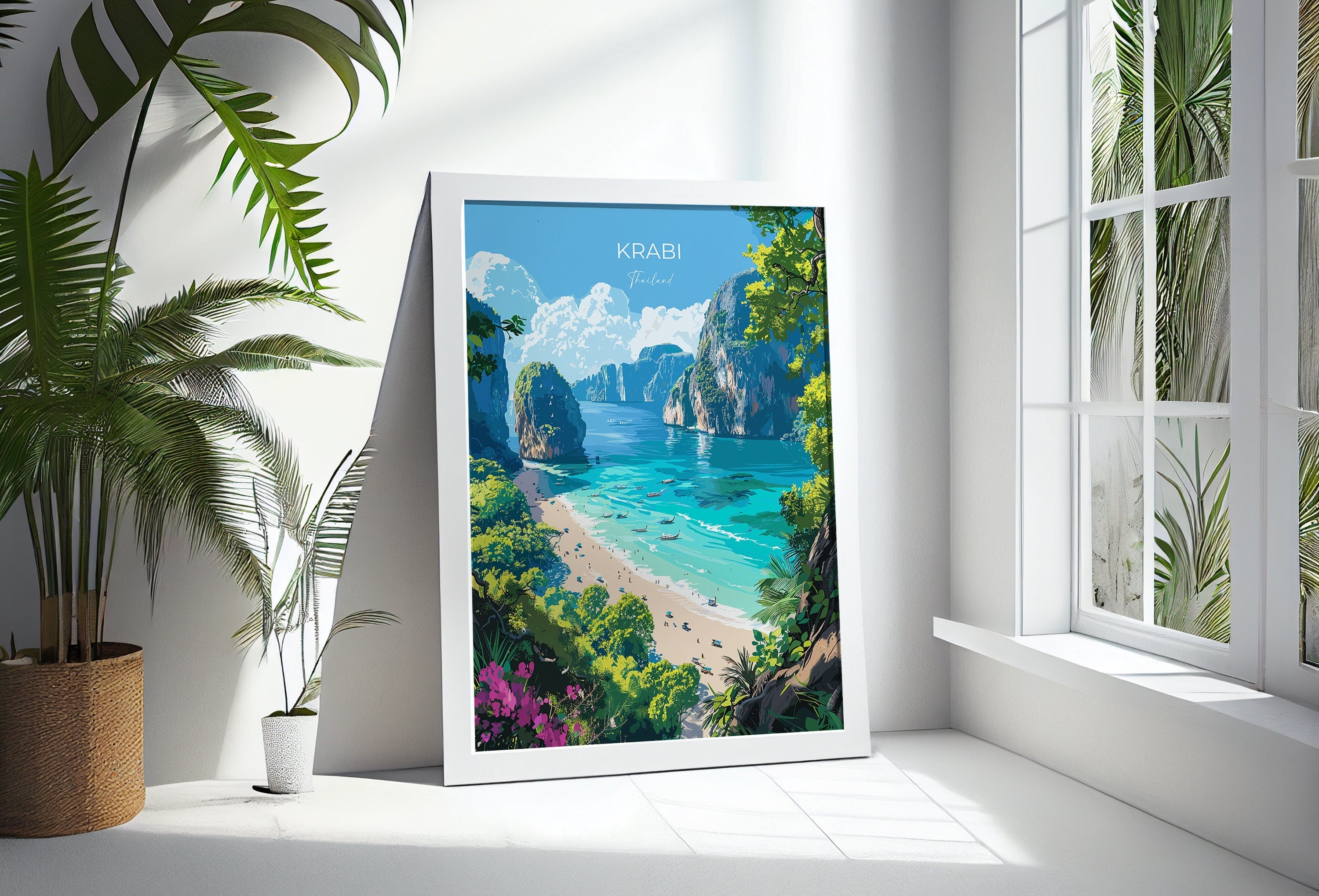 Krabi Travel Poster Wall Art, Travel Print of Krabi, Thailand, Krabi Art Lovers Gift, Birthday Gift Print NQ Media Designs
