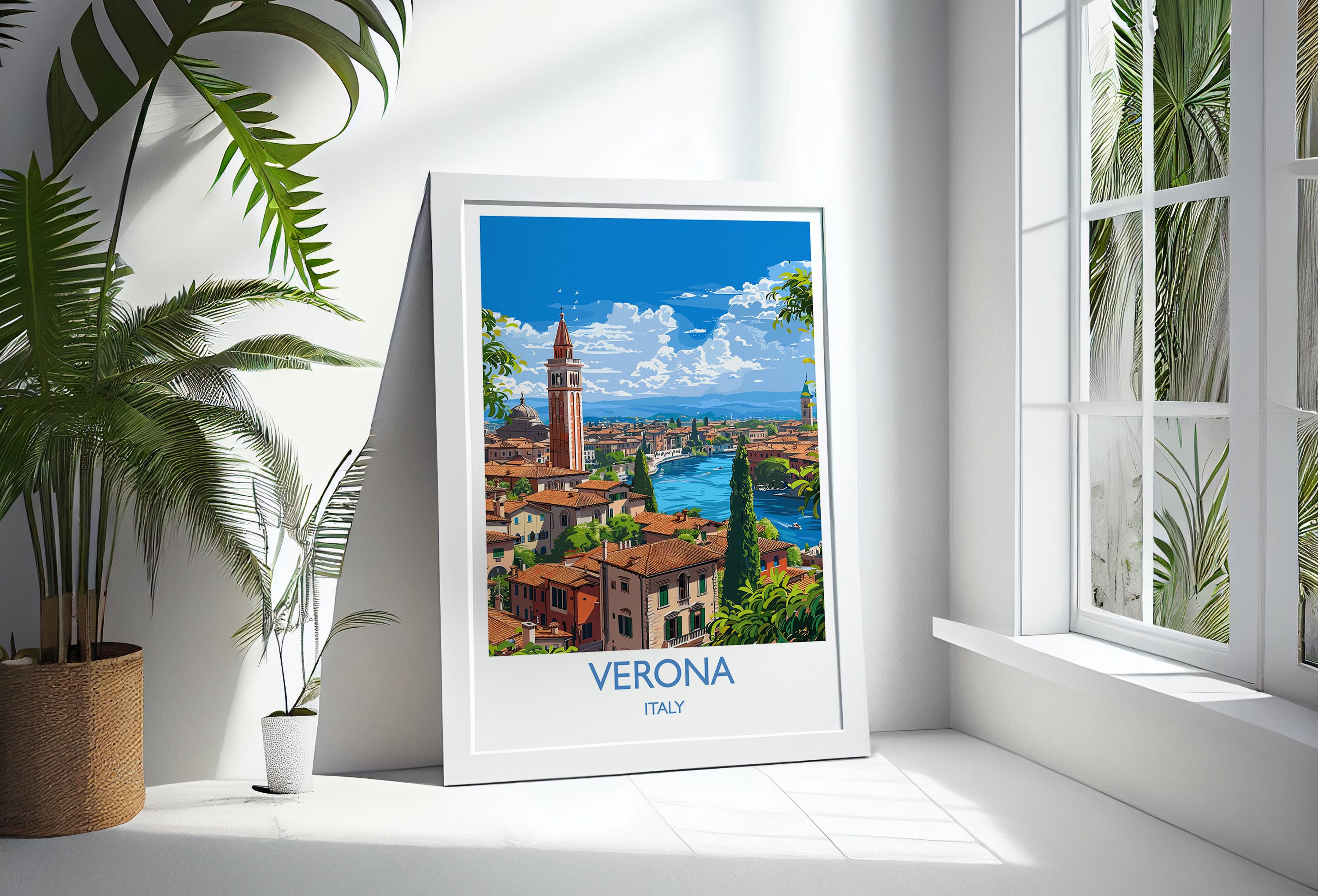 Verona Travel Poster Wall Art, Travel Print of Verona, Verona Art Lovers Gift, Italy, Italian Art Gift NQ Media Designs