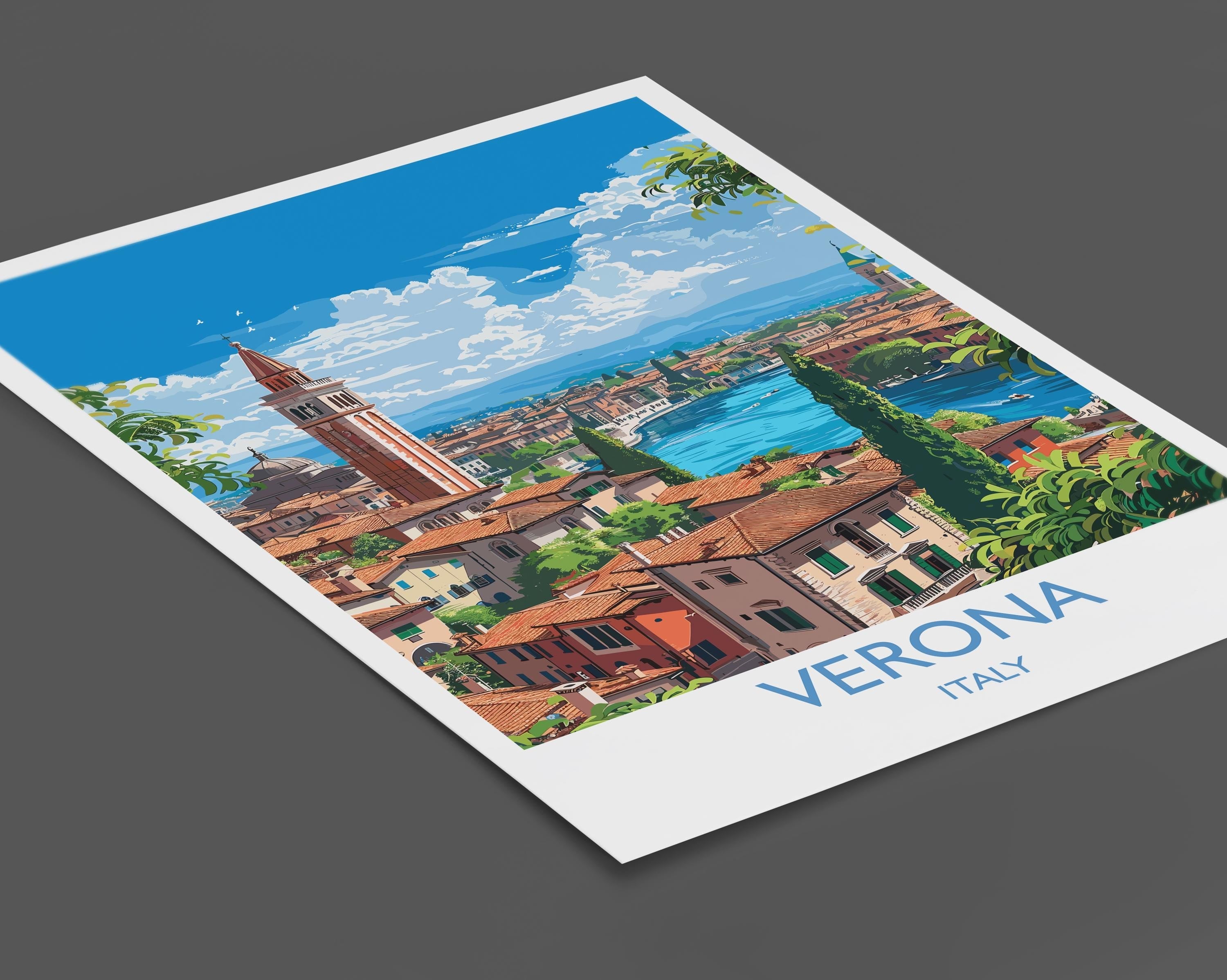 Verona Travel Poster Wall Art, Travel Print of Verona, Verona Art Lovers Gift, Italy, Italian Art Gift NQ Media Designs