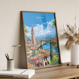 Verona Travel Poster Wall Art, Travel Poster of Verona, Verona Art Lovers Gift, Italy, Italian Art Gift NQ Media Designs