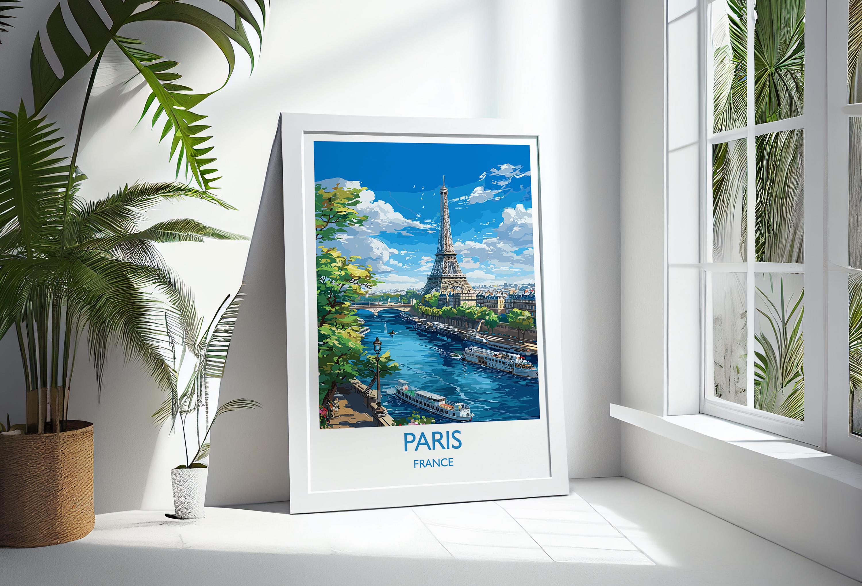 Paris Travel Poster, Travel Print of Paris, France, Paris Art Lovers Gift, Eiffel Tower France Wall Art NQ Media Designs