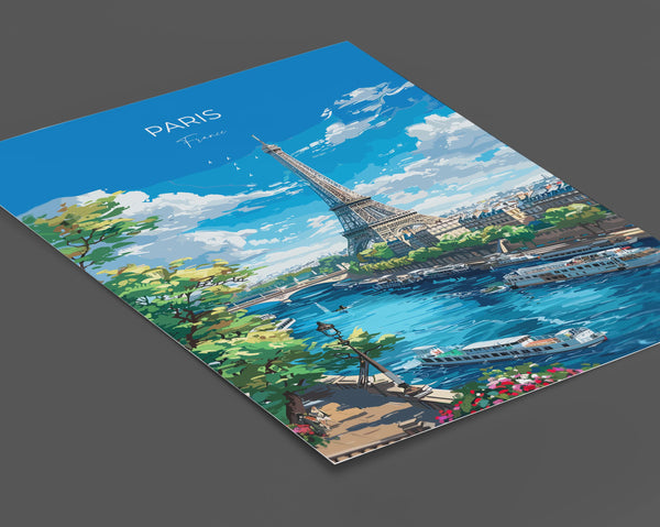 Paris Travel Print, Travel Poster of Paris, France, Paris Art Lovers Gift, Eiffel Tower France Wall Art