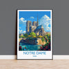 Notre Dame Paris Travel Poster, Travel Print of Notre Dame Paris, France, Paris Art Lovers Gift, Notre Dame France Wall Art NQ Media Designs