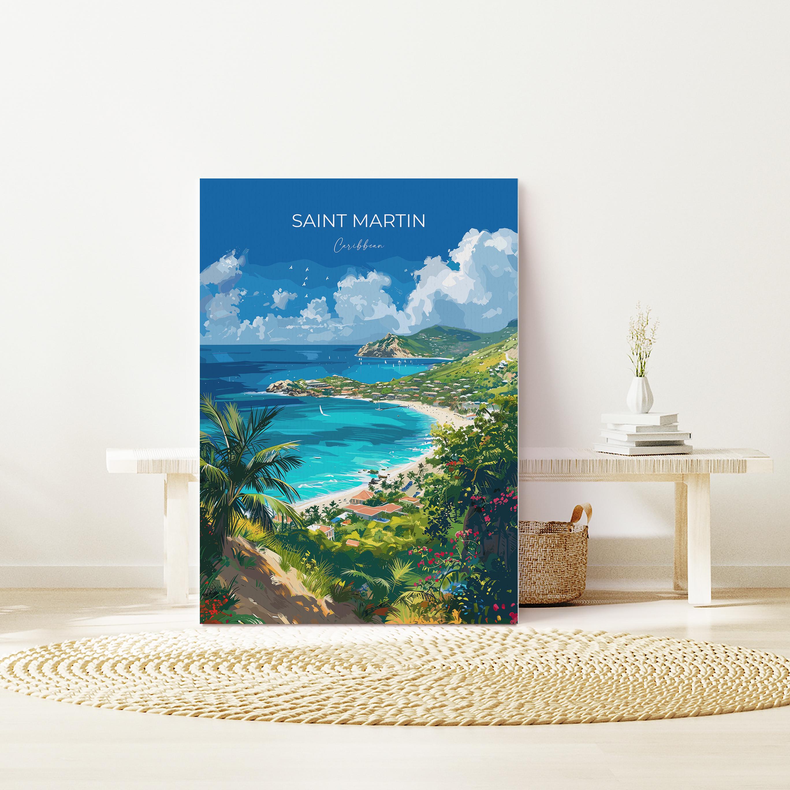 Saint Martin Travel Poster, Travel Print of Saint Martin, Caribbean, Saint Martin Art Lovers Gift, Caribbean Gift, Wall Art Print NQ Media Designs