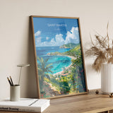 Saint Martin Travel Poster, Travel Print of Saint Martin, Caribbean, Saint Martin Art Lovers Gift, Caribbean Gift, Wall Art Print NQ Media Designs