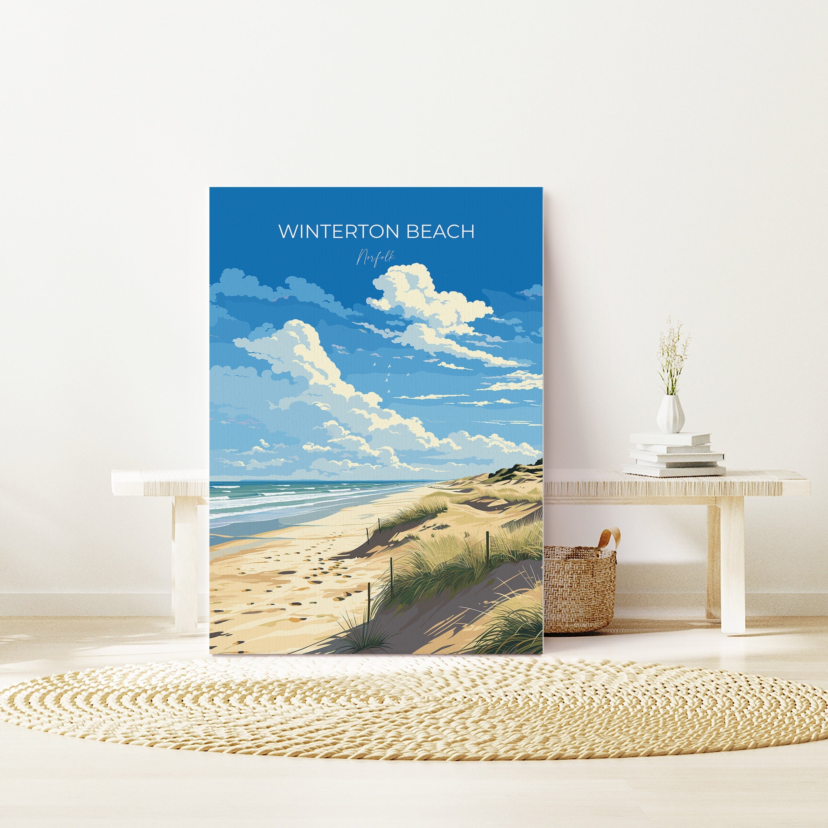 Winterton Beach Print Wall Art, Travel Poster of Winterton Beach, Norfolk, England, Winterton Beach Gift, Norfolk Art Gift, Wall Art Print NQ Media Designs