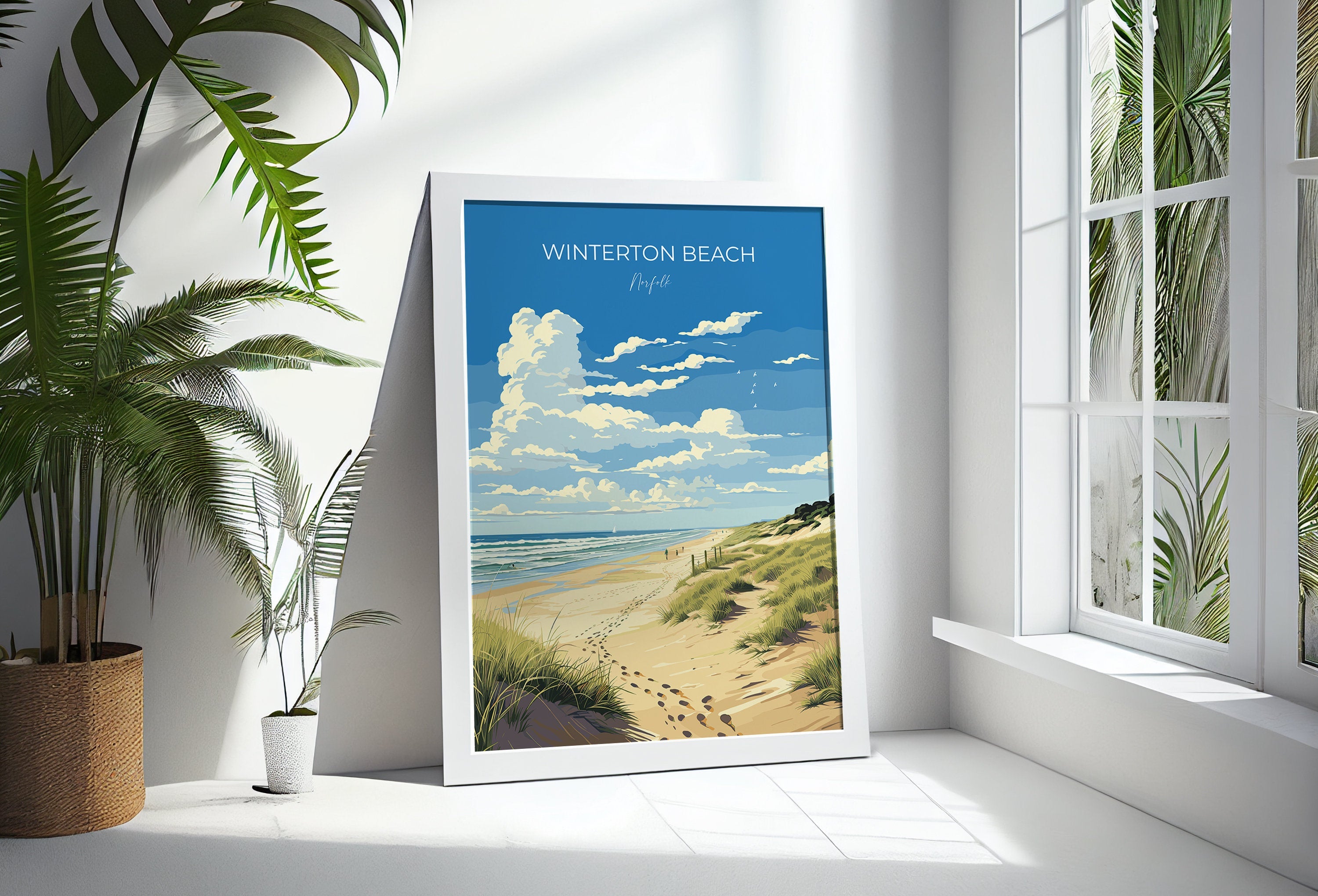 Winterton Beach Print Wall Art, Travel Poster of Winterton Beach, Norfolk, England, Winterton Beach Gift, Norfolk Art Gift, Wall Art Print NQ Media Designs