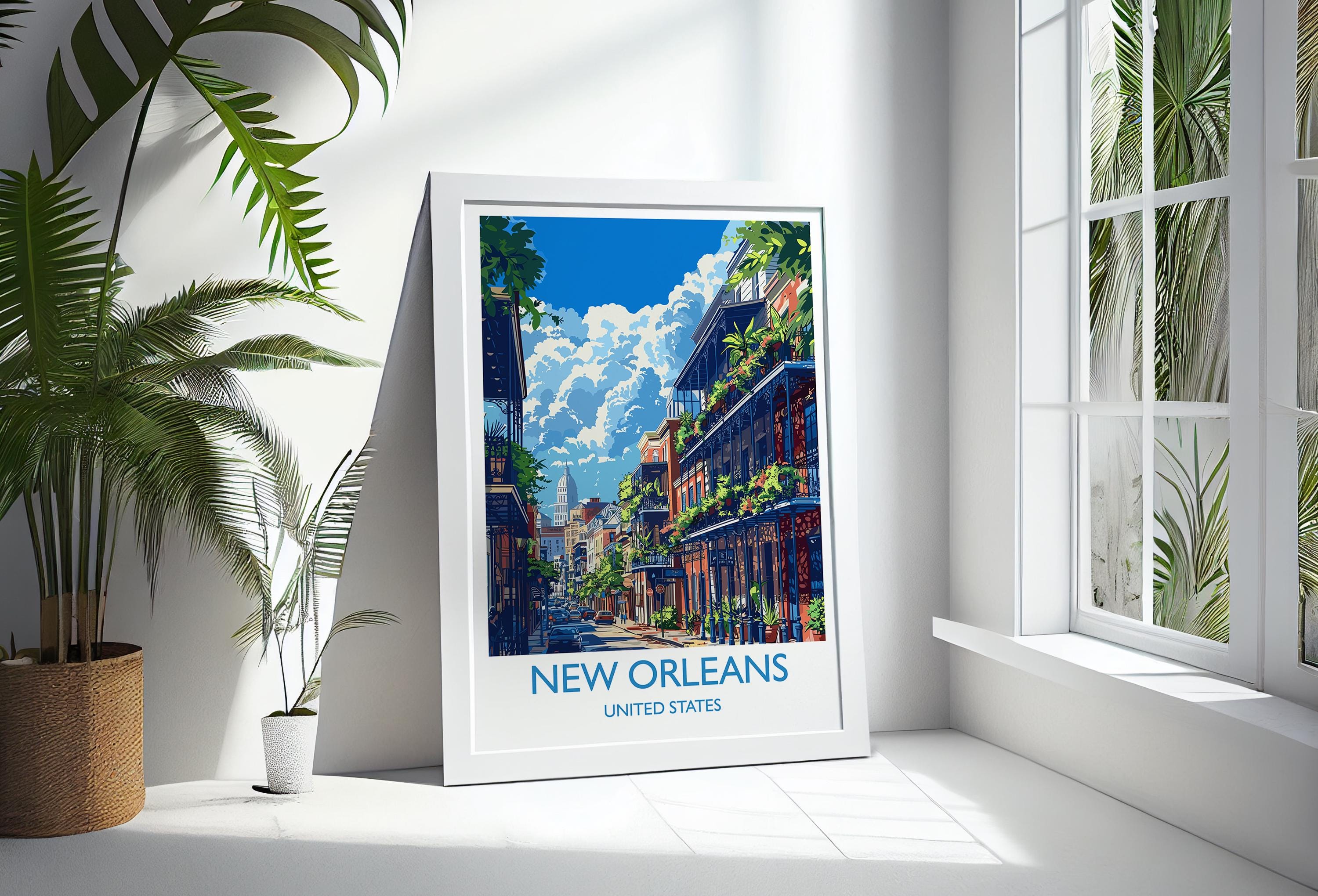 New Orleans Travel Print Wall Art, Travel Poster of New Orleans, New Orleans Art Lovers Gift, USA Art Gift NQ Media Designs