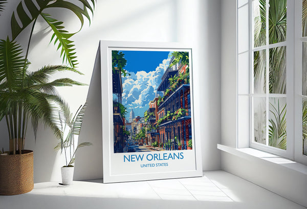 New Orleans Travel Print Wall Art, Travel Poster of New Orleans, New Orleans Art Lovers Gift, USA Art Gift