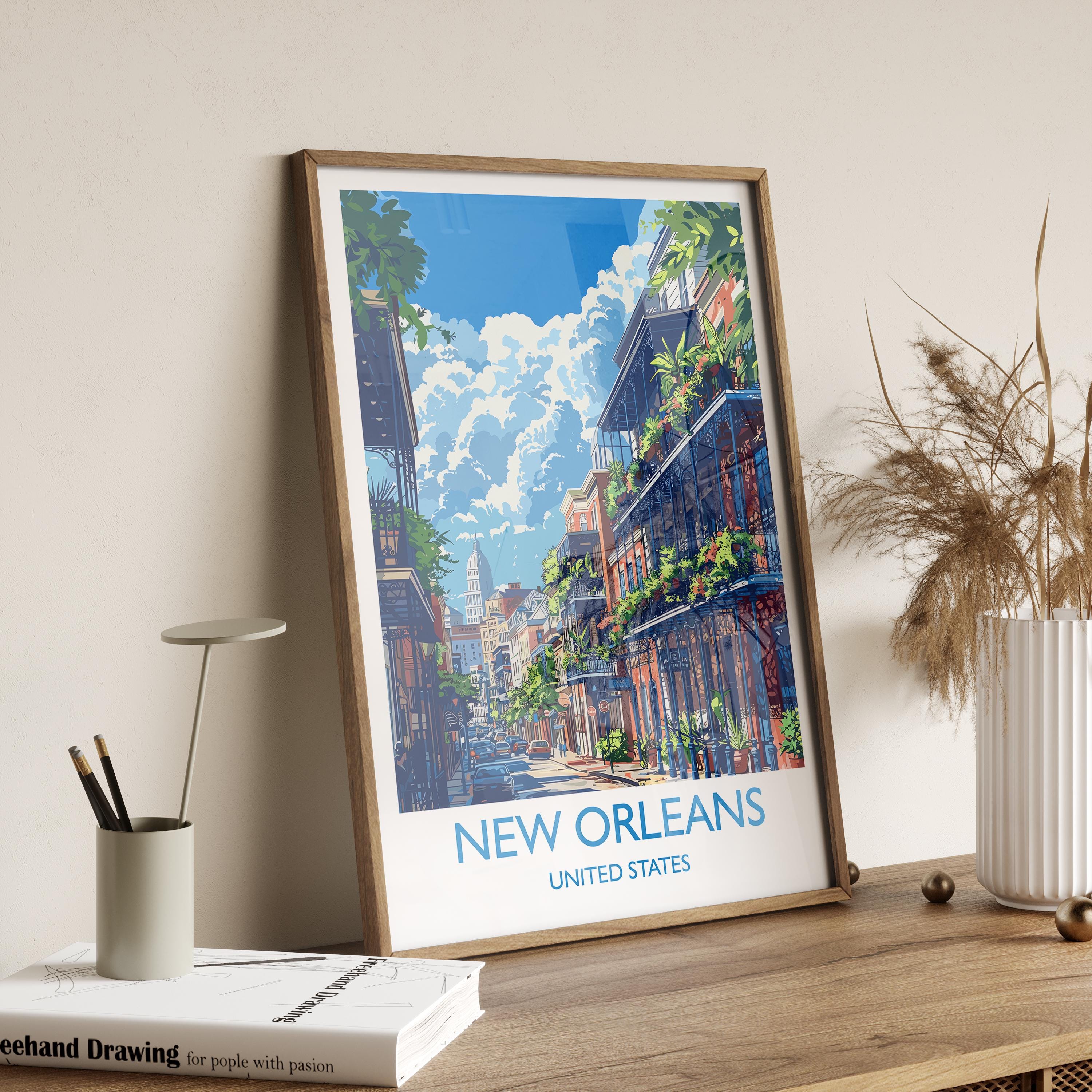 New Orleans Travel Print Wall Art, Travel Poster of New Orleans, New Orleans Art Lovers Gift, USA Art Gift NQ Media Designs