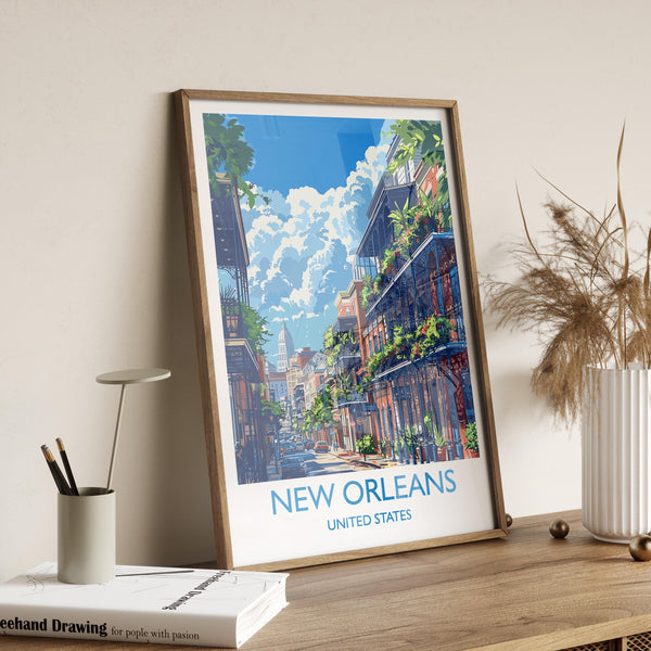 New Orleans Travel Print Wall Art, Travel Poster of New Orleans, New Orleans Art Lovers Gift, USA Art Gift