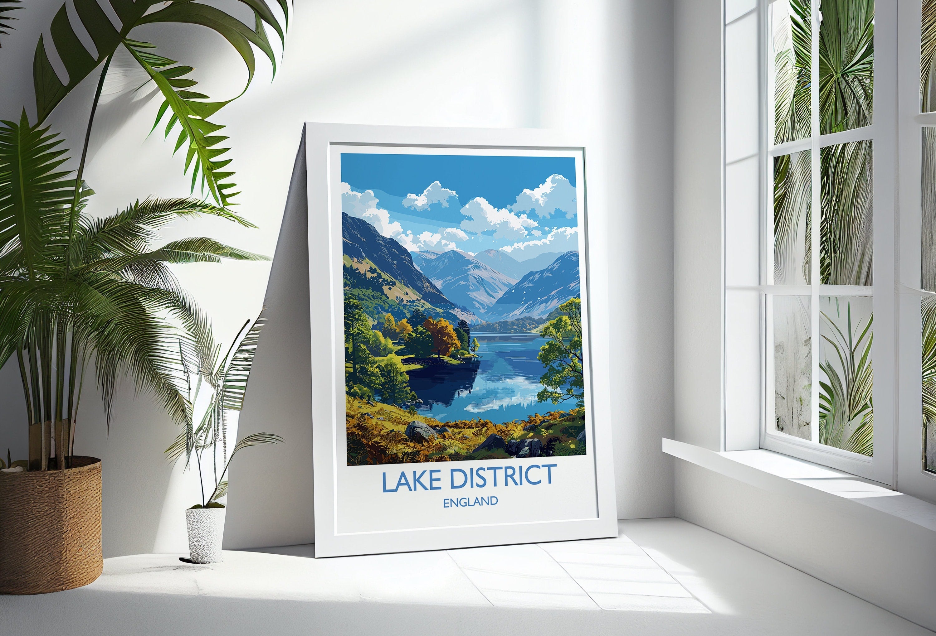 Lake District Travel Print Wall Art, Travel Poster of Lake District, Lake District Art Lovers Gift, English Countryside NQ Media Designs