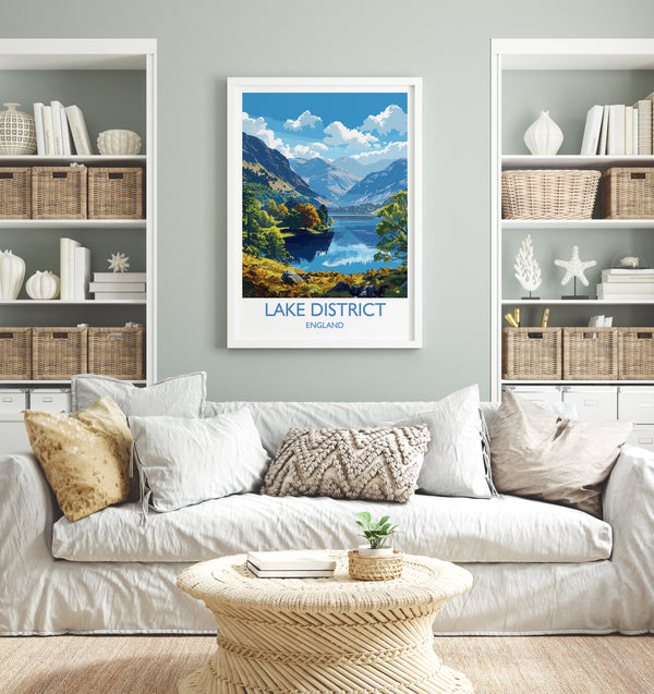Lake District Travel Print Wall Art, Travel Poster of Lake District, Lake District Art Lovers Gift, English Countryside