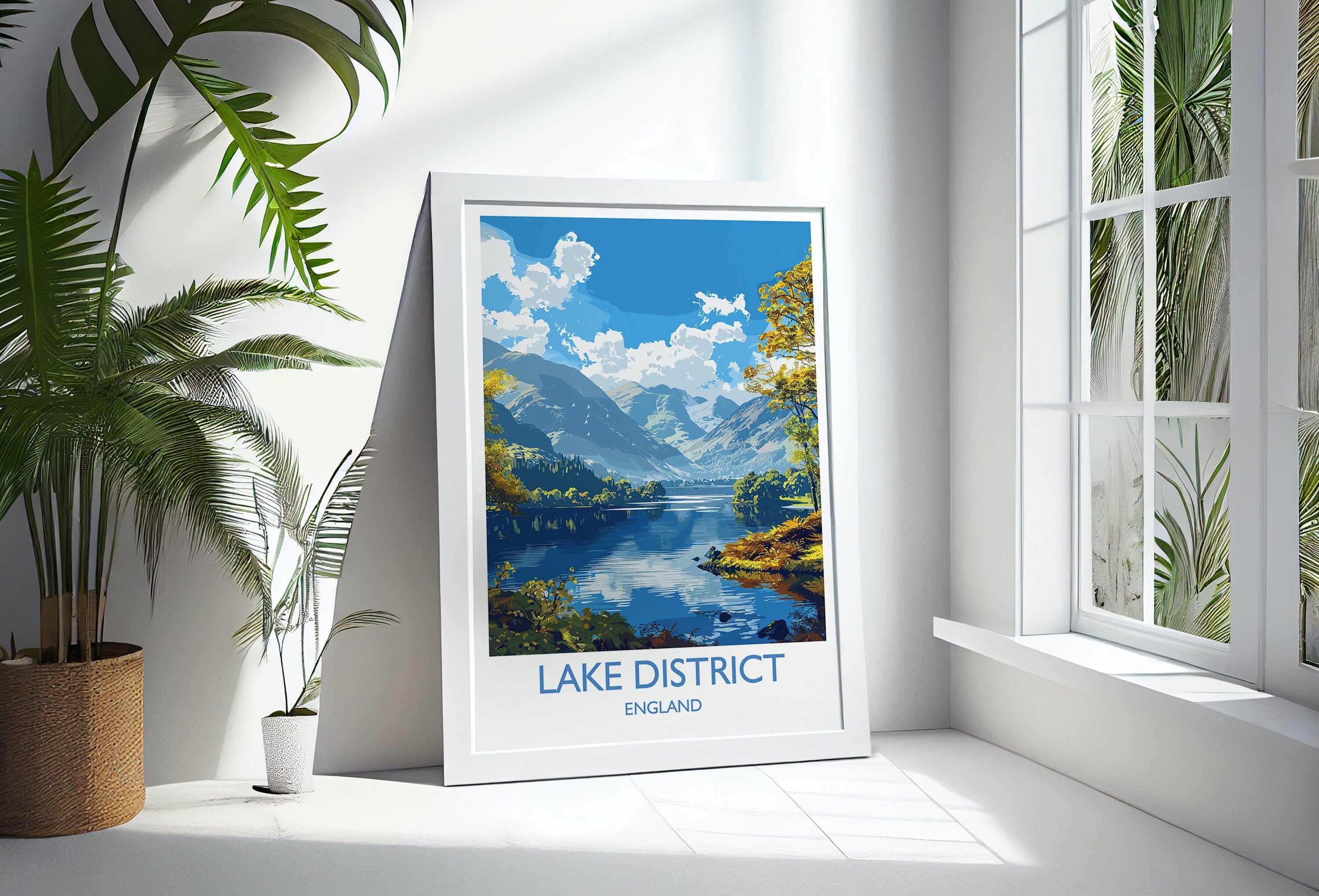 Lake District Travel Print Wall Art, Travel Poster of Lake District, Lake District Art Lovers Gift, English Countryside NQ Media Designs