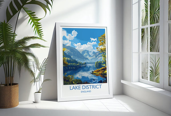 Lake District Travel Print Wall Art, Travel Poster of Lake District, Lake District Art Lovers Gift, English Countryside