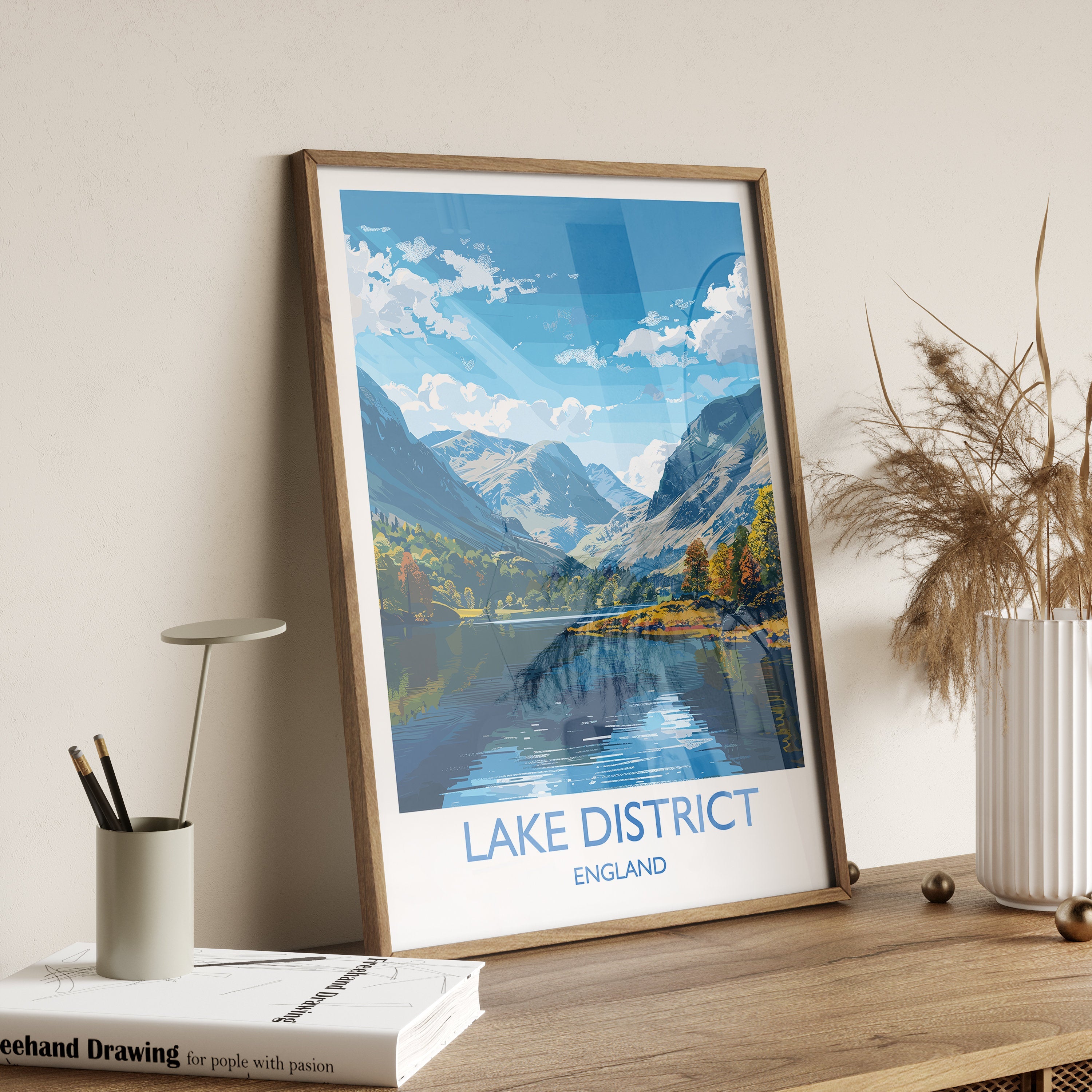 Lake District Travel Print Wall Art, Travel Poster of Lake District, Lake District Art Lovers Gift, English Countryside NQ Media Designs