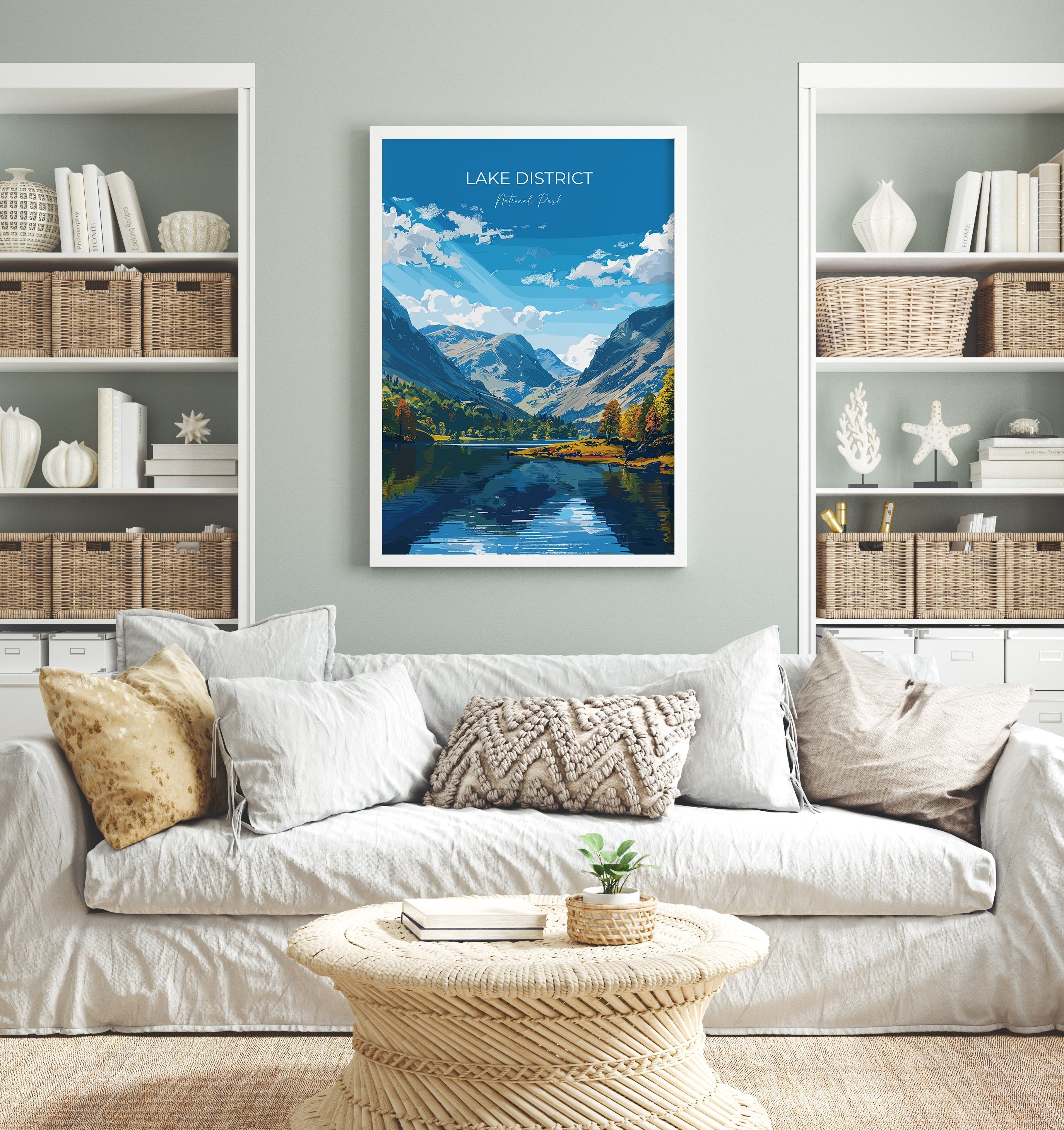 Lake District Travel Poster Wall Art, Travel Print of Lake District, Lake District Art Lovers Gift, English Countryside NQ Media Designs