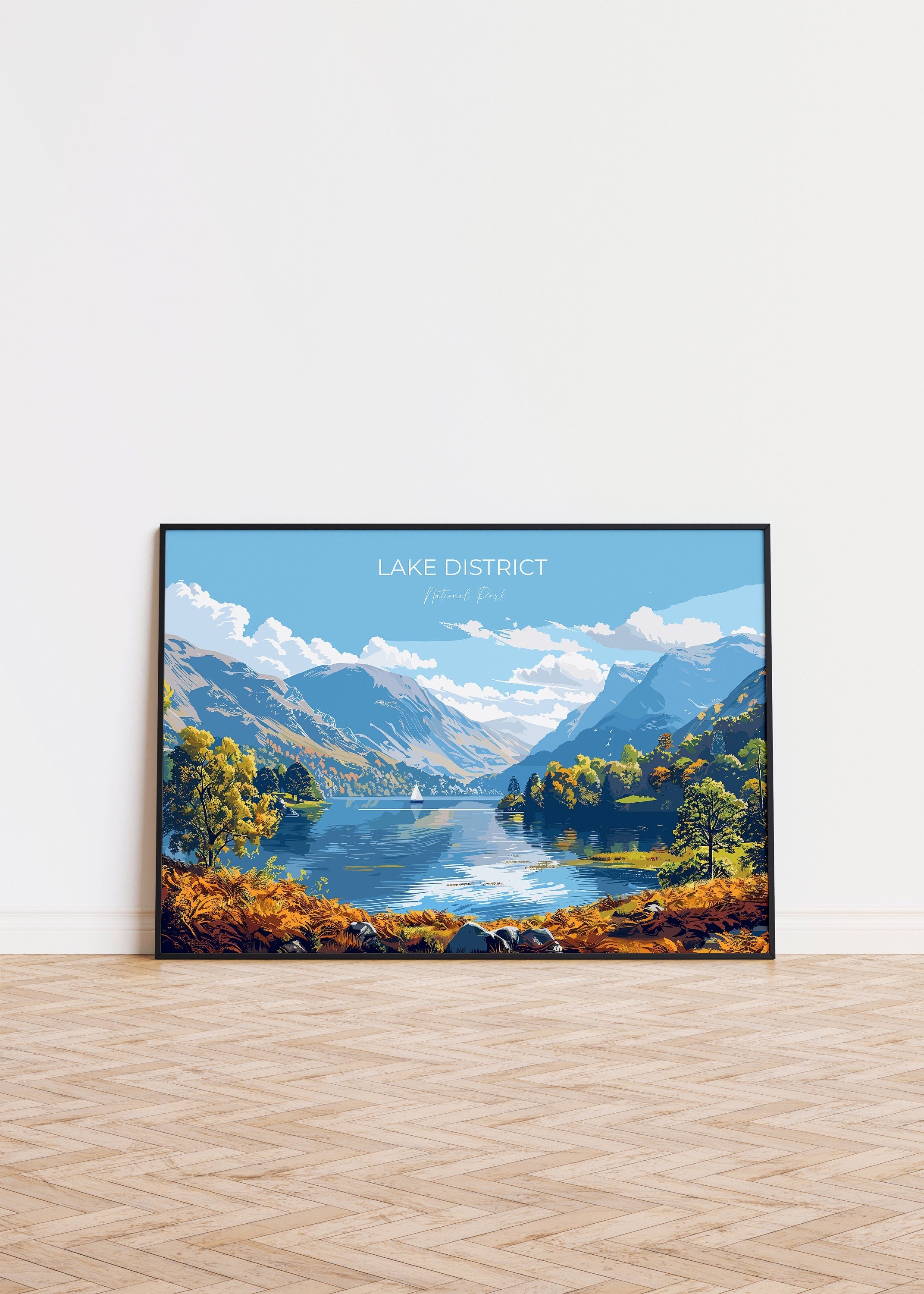 Lake District Landscape Travel Poster Wall Art, Travel Print of Lake District, Lake District Art Lovers Gift, Cumbria, English Countryside NQ Media Designs