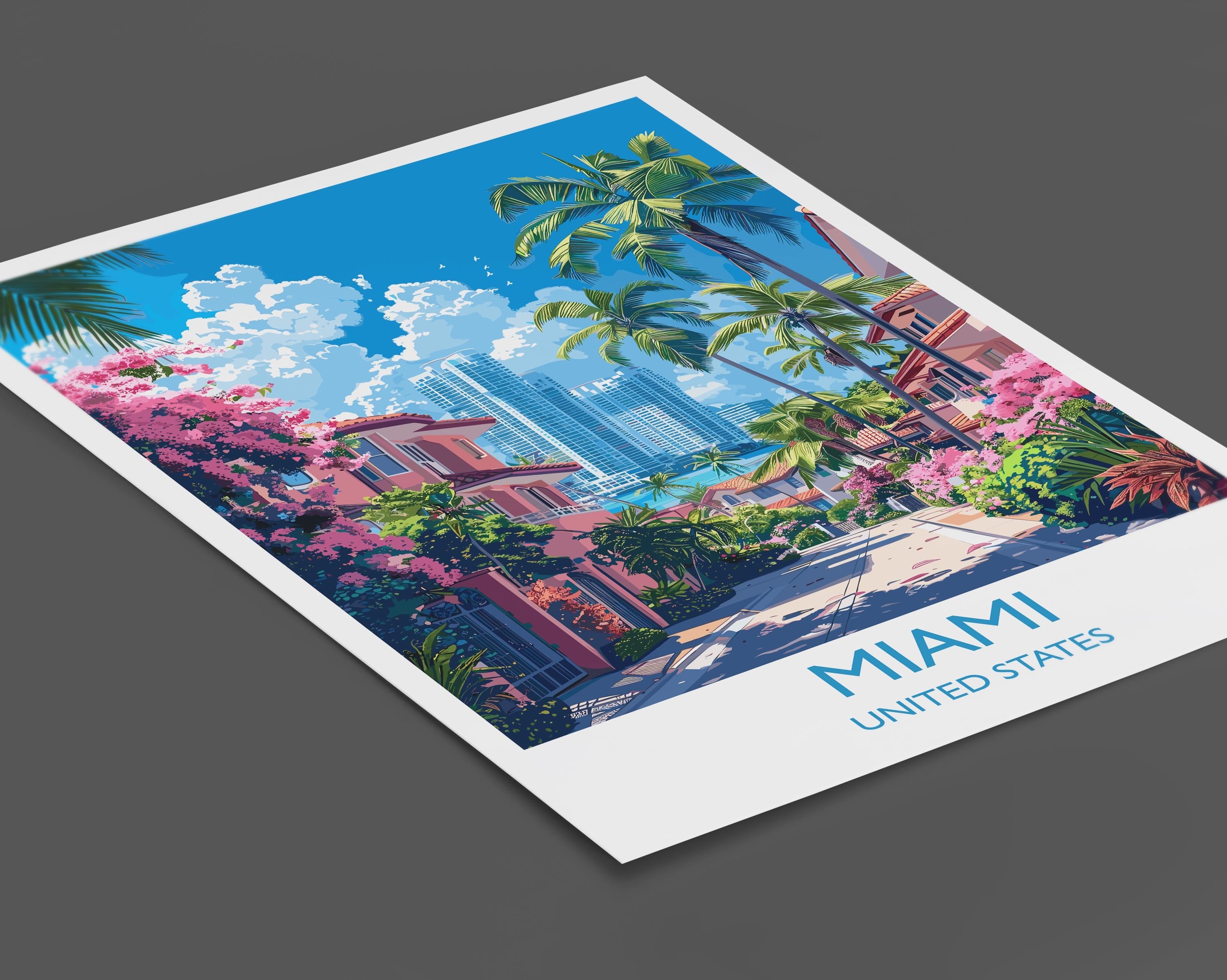 Miami Travel Print Wall Art, Travel Poster of Miami, Miami Art Lovers Gift, USA Art Gift NQ Media Designs
