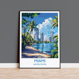 Miami Travel Print Wall Art, Travel Poster of Miami, Miami Art Lovers Gift, USA Art Gift NQ Media Designs