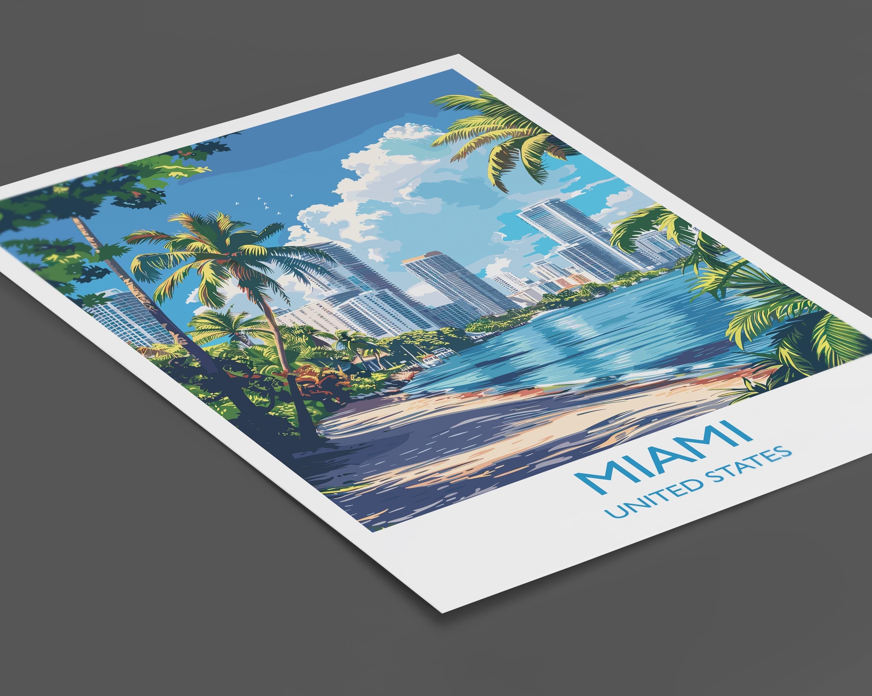Miami Travel Print Wall Art, Travel Poster of Miami, Miami Art Lovers Gift, USA Art Gift NQ Media Designs