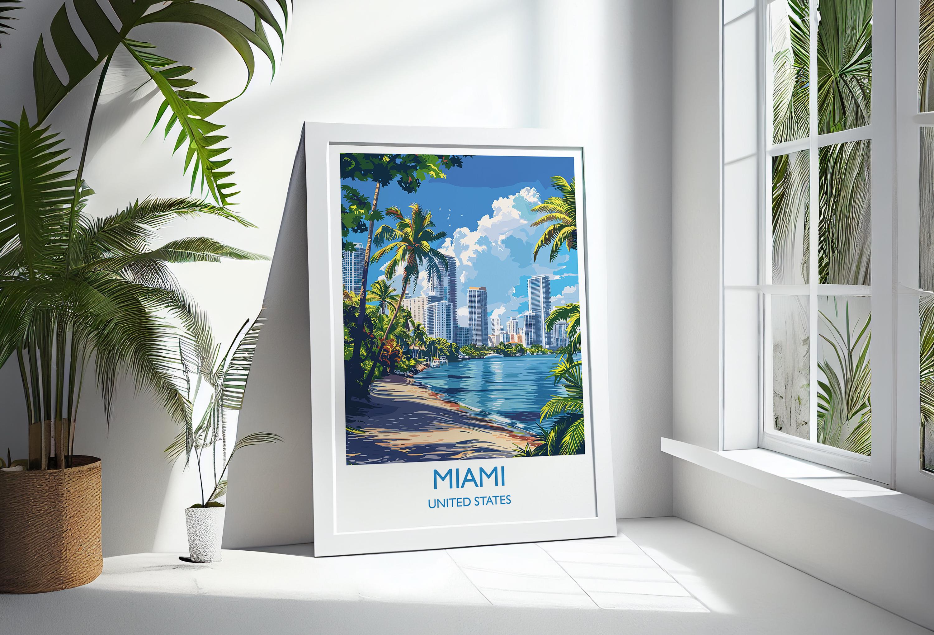 Miami Travel Print Wall Art, Travel Poster of Miami, Miami Art Lovers Gift, USA Art Gift NQ Media Designs
