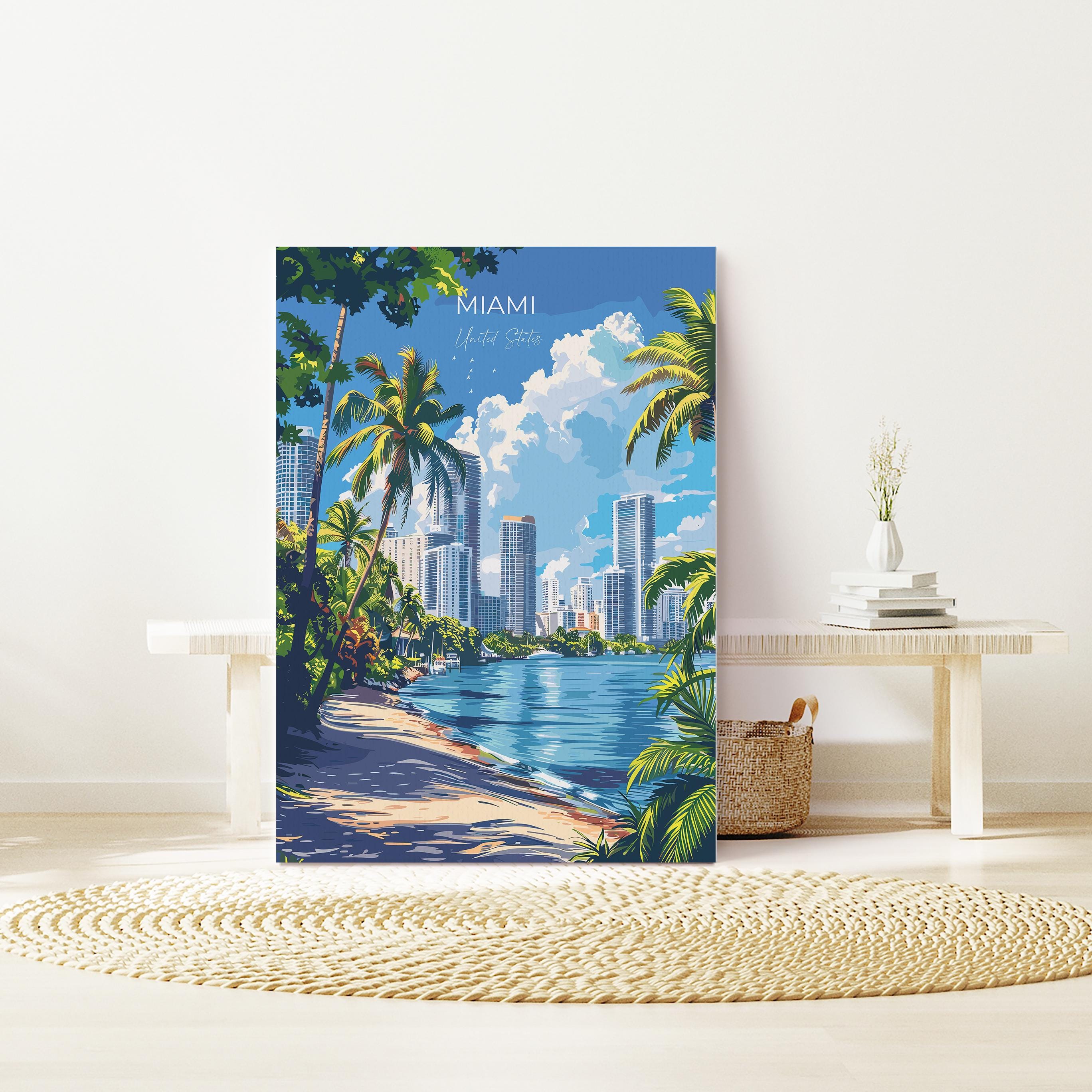 Miami Travel Poster Wall Art, Travel Print of Miami, Miami Art Lovers Gift, USA Art Gift NQ Media Designs
