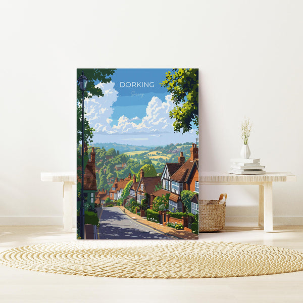 Dorking Travel Poster, Travel Print of Dorking, Surrey Poster, Dorking Art Gift, London Art Lovers UK Travel Gift