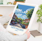 New Malden Travel Print, Travel Poster of New Malden, Surrey Poster, New Malden Art Gift, London Art Lovers UK Travel Gift NQ Media Designs