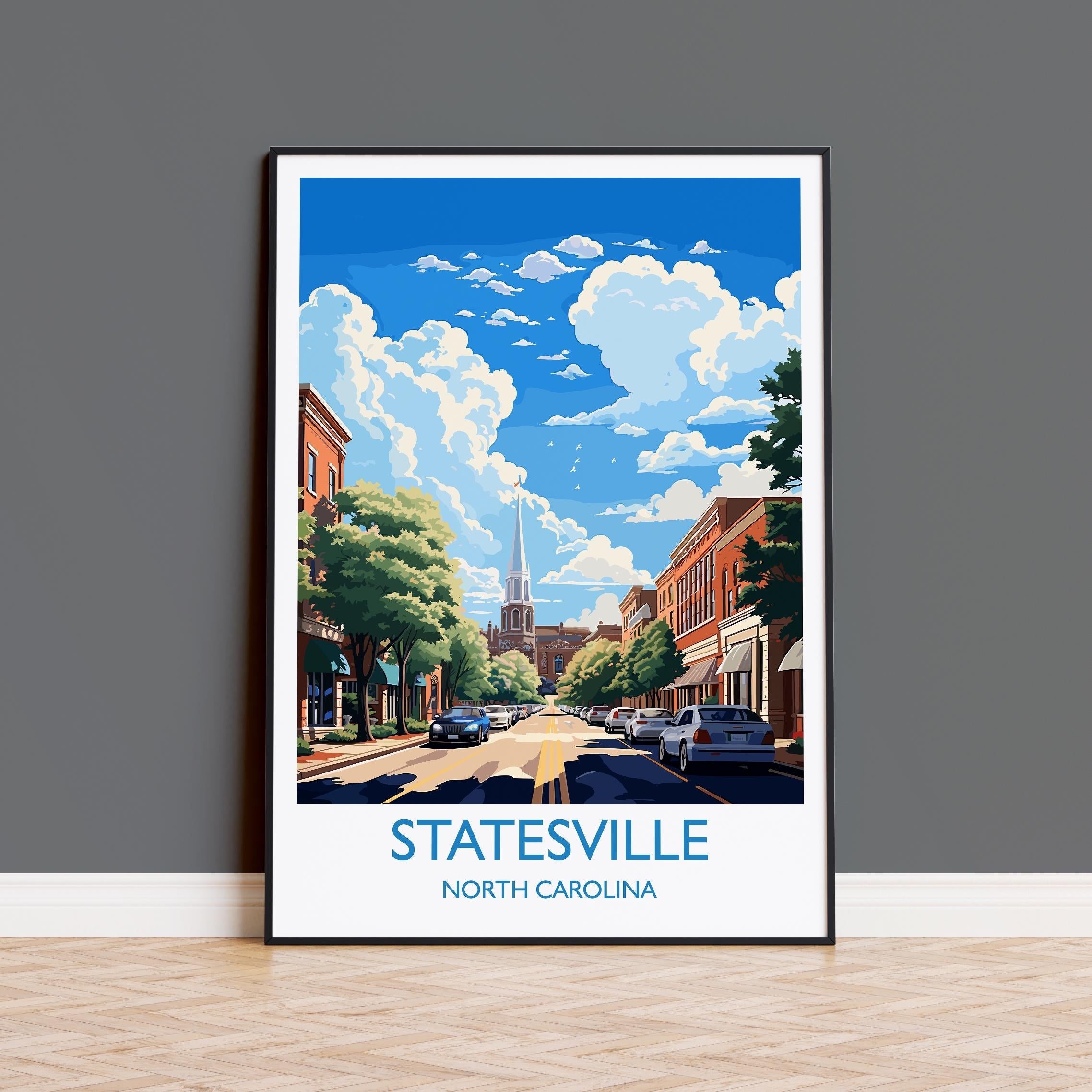 Statesville Travel Print Wall Art, Travel Poster of Statesville, Statesville Art Lovers Gift, North Carolina USA Art Gift NQ Media Designs