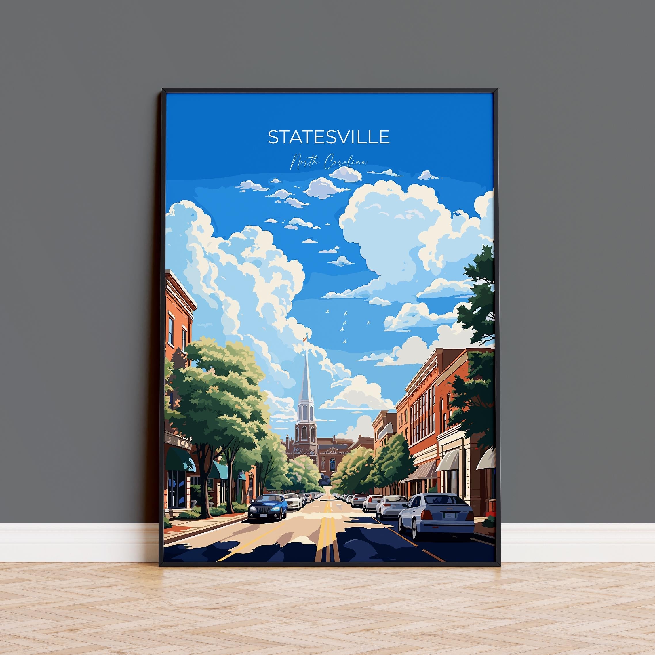 Statesville Travel Poster Wall Art, Travel Print of Statesville, Statesville Art Lovers Gift, North Carolina USA Art Gift NQ Media Designs
