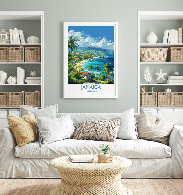 Jamaica Travel Print, Travel Poster of Jamaica, Caribbean, Jamaica Art Lovers Gift, Caribbean Gift, Wall Art Print
