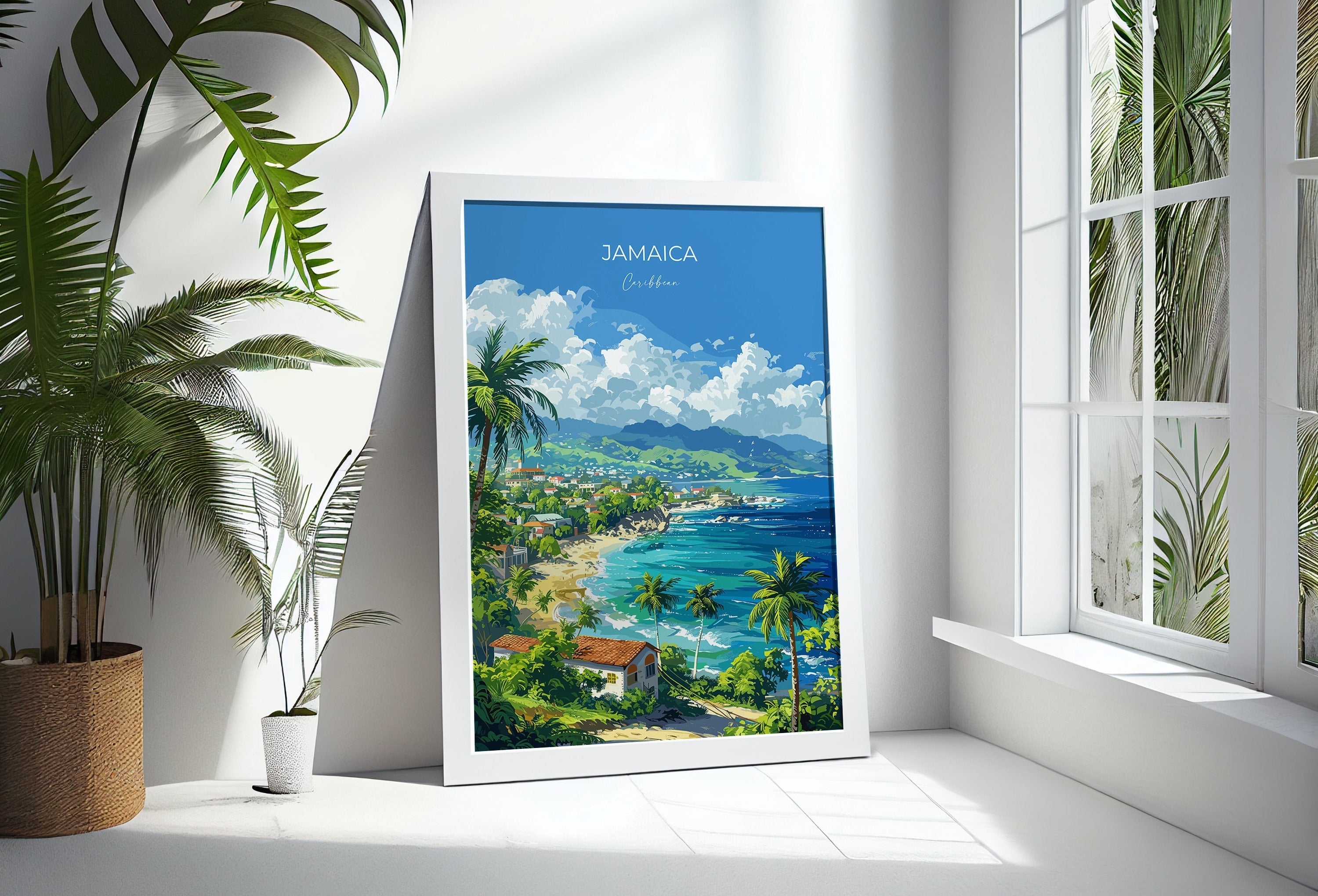 Jamaica Travel Poster, Travel Print of Jamaica, Caribbean, Jamaica Art Lovers Gift, Caribbean Gift, Wall Art Print NQ Media Designs