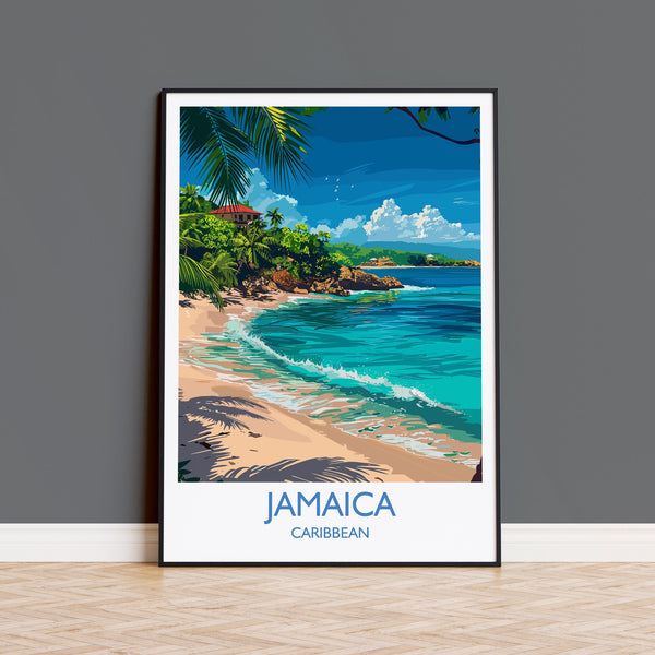 Jamaica Travel Print, Travel Poster of Jamaica, Caribbean, Jamaica Art Lovers Gift, Caribbean Gift, Wall Art Print