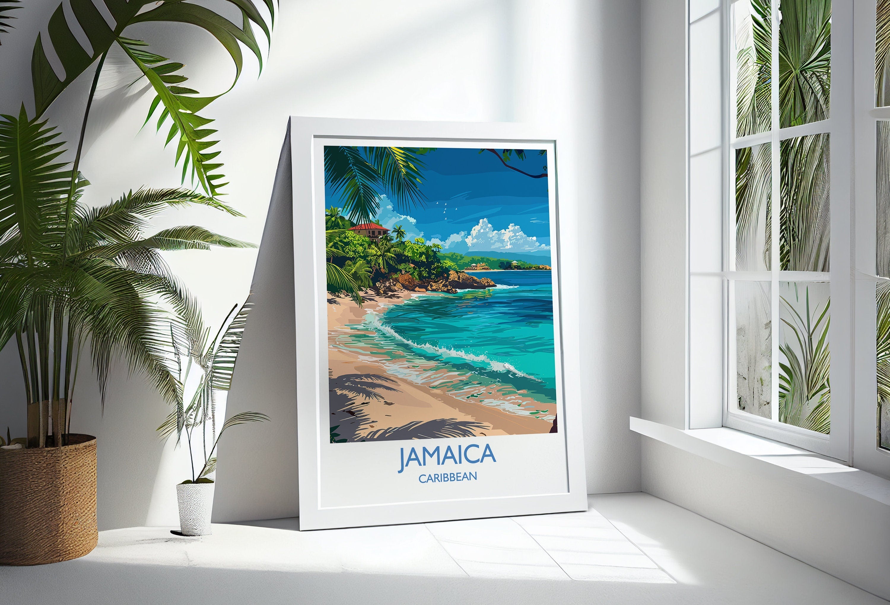Jamaica Travel Print, Travel Poster of Jamaica, Caribbean, Jamaica Art Lovers Gift, Caribbean Gift, Wall Art Print NQ Media Designs