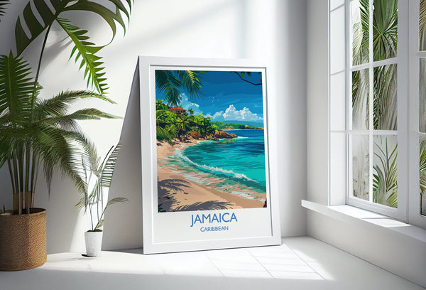 Jamaica Travel Print, Travel Poster of Jamaica, Caribbean, Jamaica Art Lovers Gift, Caribbean Gift, Wall Art Print
