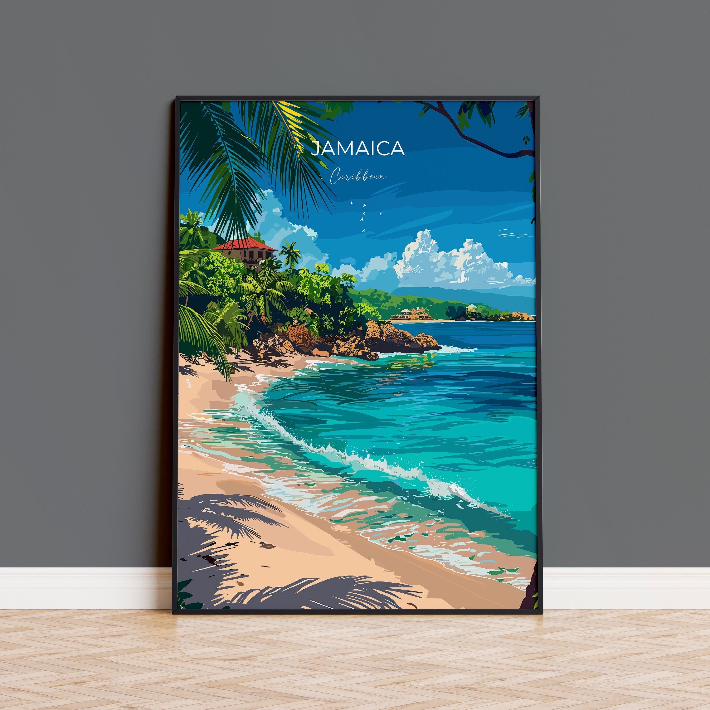 Jamaica Travel Poster, Travel Print of Jamaica, Caribbean, Jamaica Art Lovers Gift, Caribbean Gift, Wall Art Print NQ Media Designs