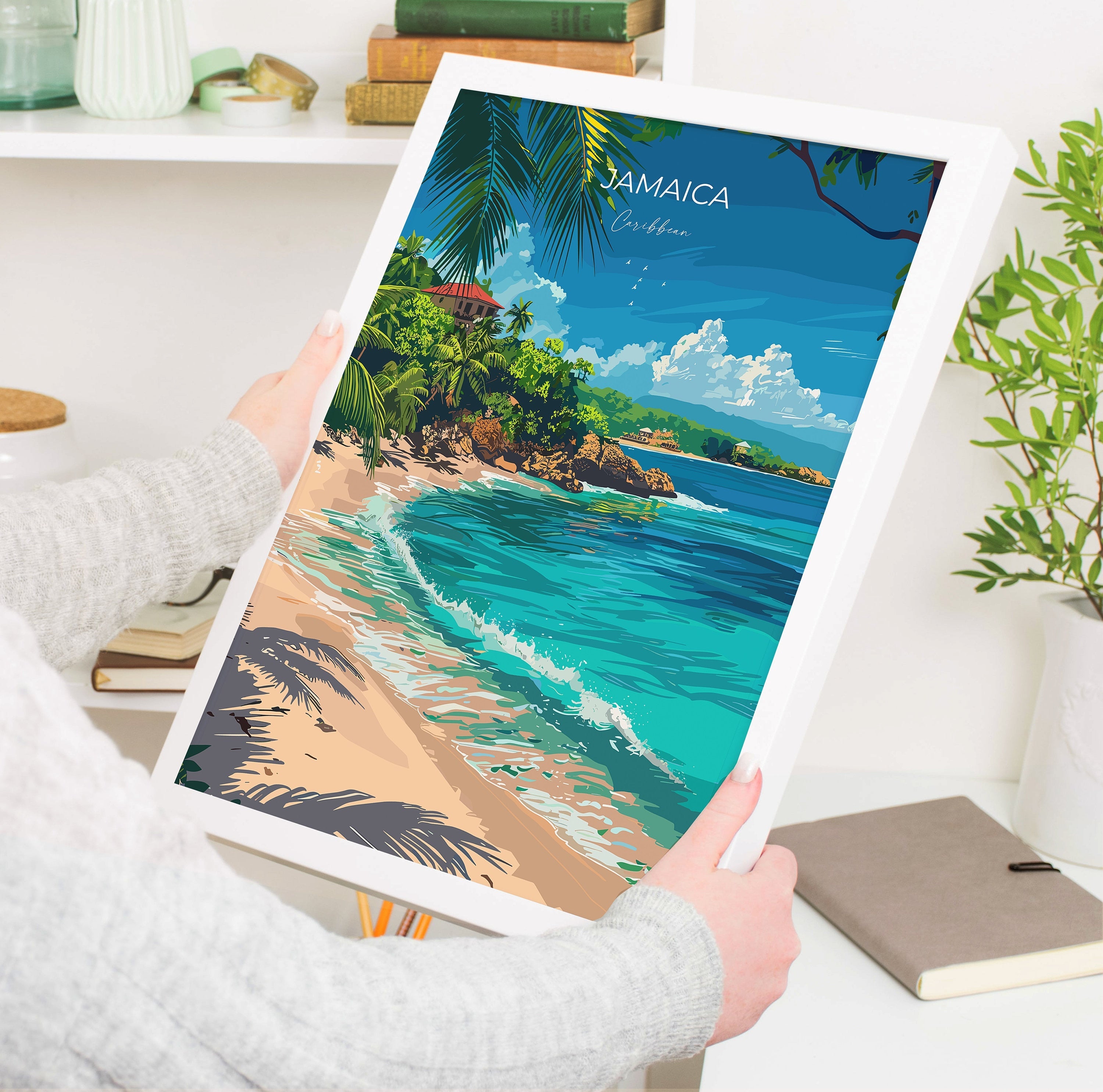 Jamaica Travel Poster, Travel Print of Jamaica, Caribbean, Jamaica Art Lovers Gift, Caribbean Gift, Wall Art Print NQ Media Designs