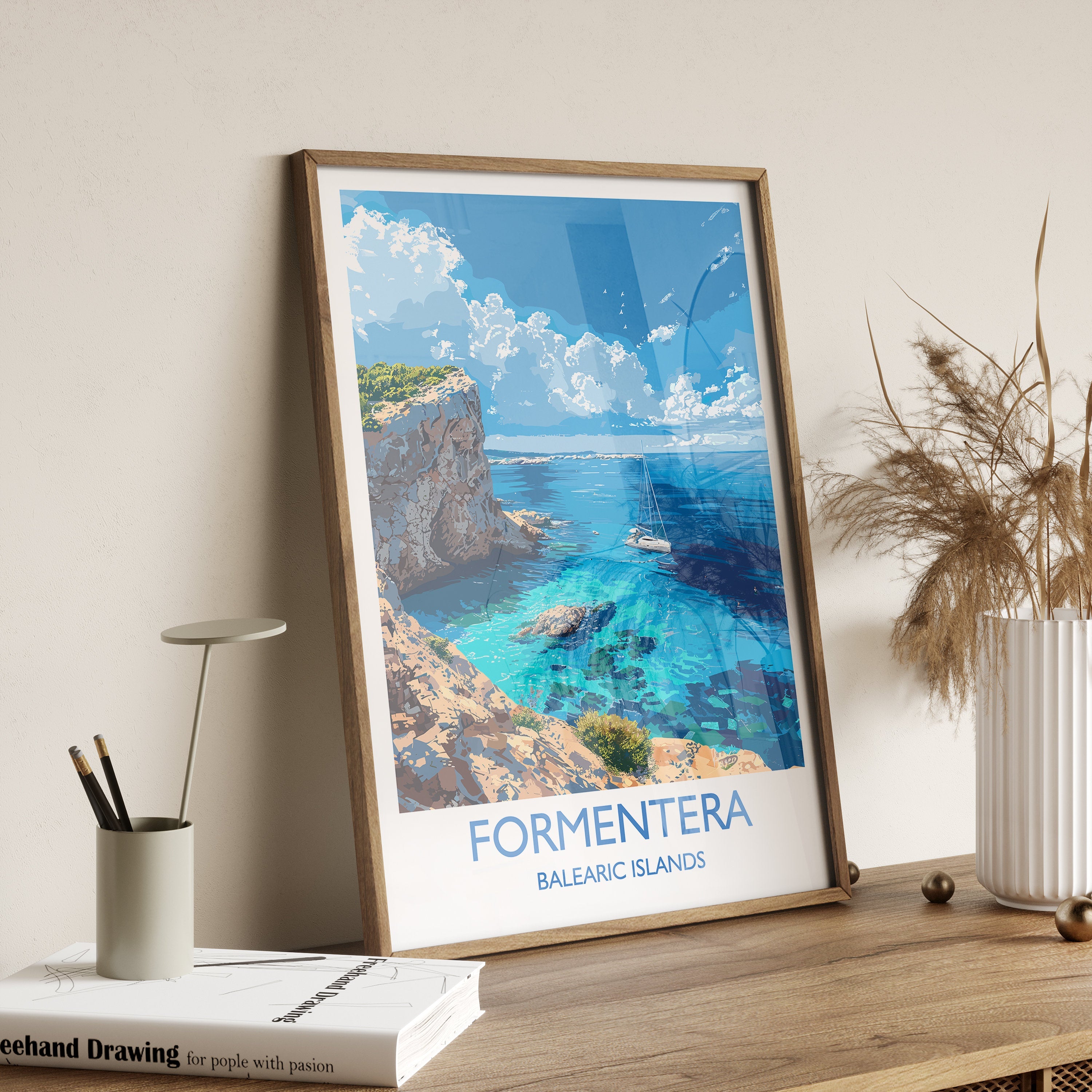 Formentera Travel Print, Travel Poster of Formentera, Balearic Islands Art Lovers Gift, Formentera Wall Art NQ Media Designs