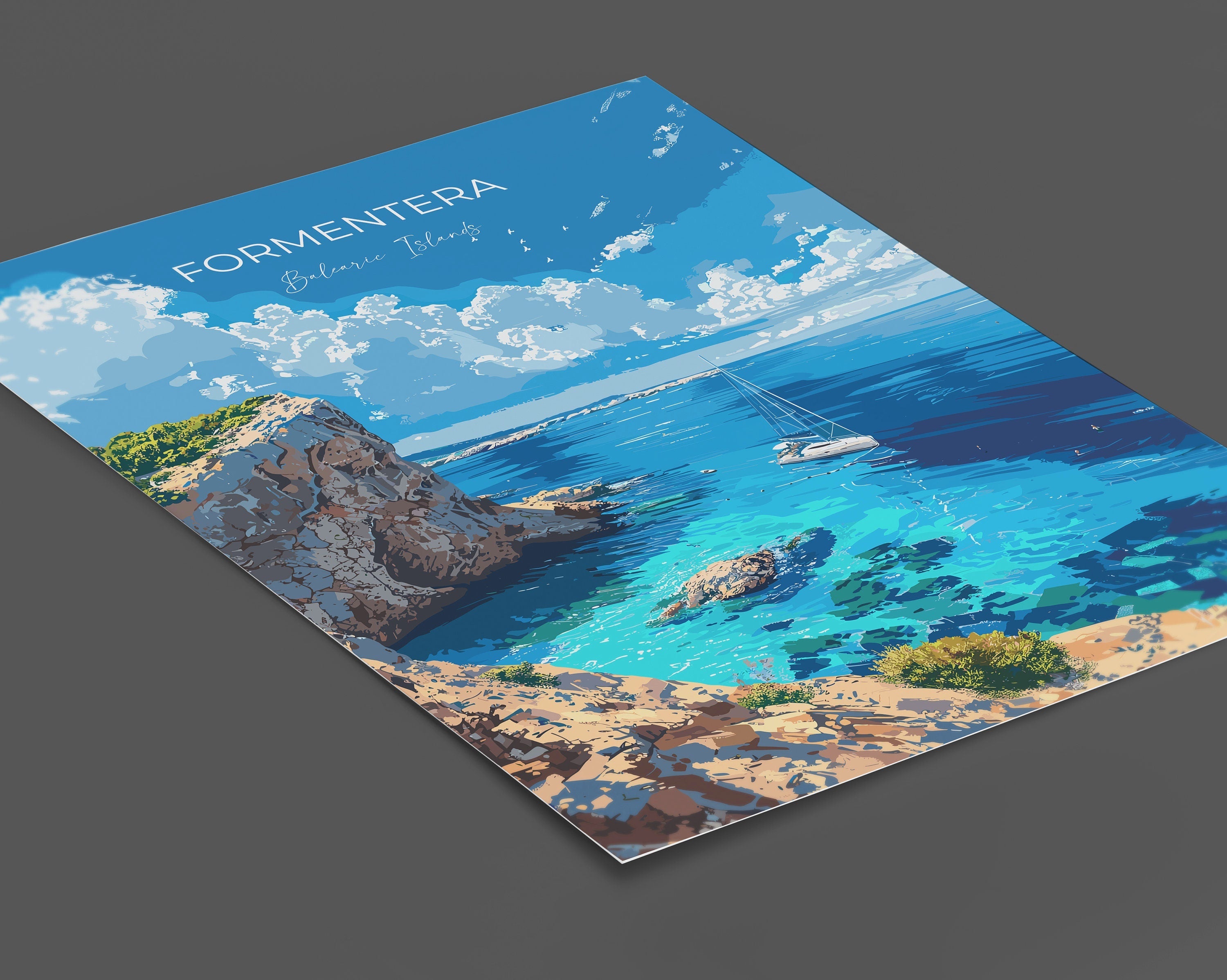 Formentera Travel Poster, Travel Print of Formentera, Balearic Islands Art Lovers Gift, Formentera Wall Art NQ Media Designs